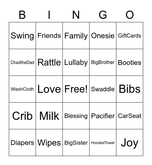 Baby Akins Bingo by Duff Bingo Card
