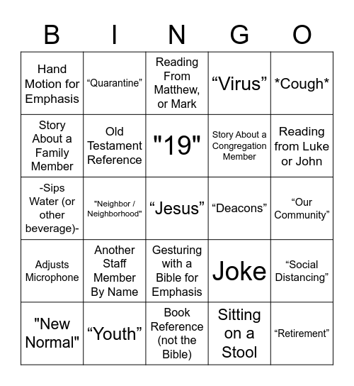 Seermon Bingo Card