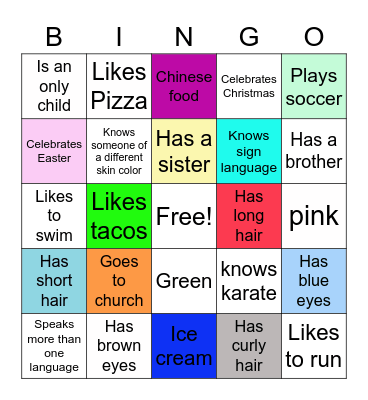 Diversity Bingo Card