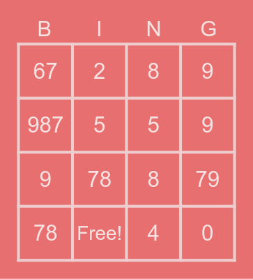 Baby Bingo Shower Bingo Card