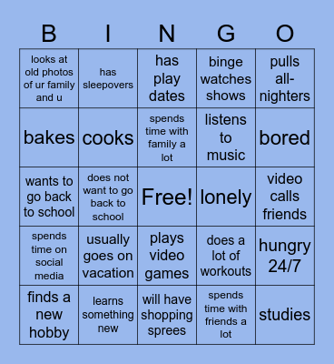 holidays Bingo Card