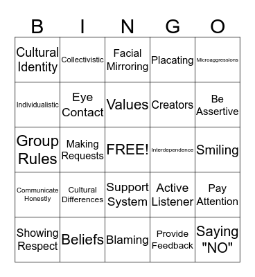 Employing Interdependence Bingo Card
