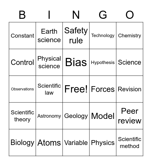 Free Printable Science Bingo Game