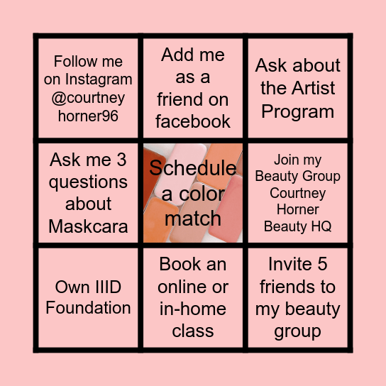 Maskcara Beauty Bingo Card