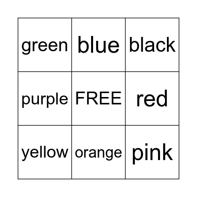 Color Word Bingo Card