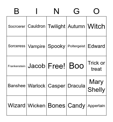 Spooky Halloween Bingo Card