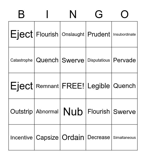Vocab Bingo Card