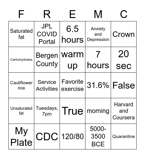 Wellness Bingo: Round 3 Bingo Card