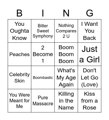 All Out 90's Bingo Card