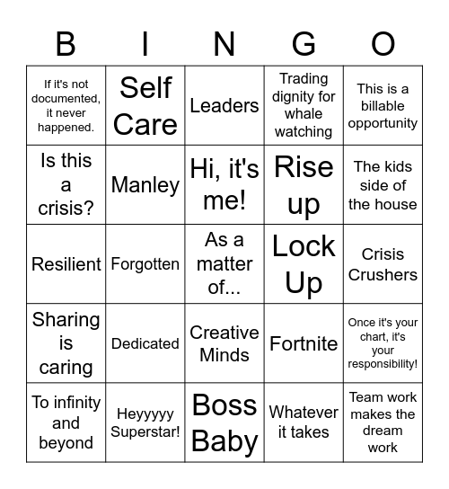 BHCC Bingo Card