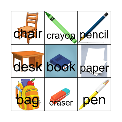 School Objects Bingo Card