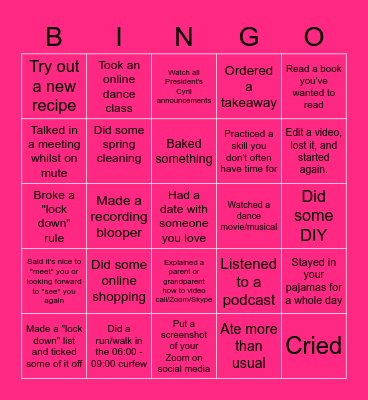 Rhythm of Hope Dance Teachers Bingo Card