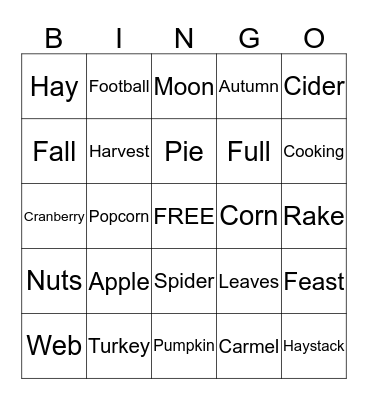 October Fest Bingo Card