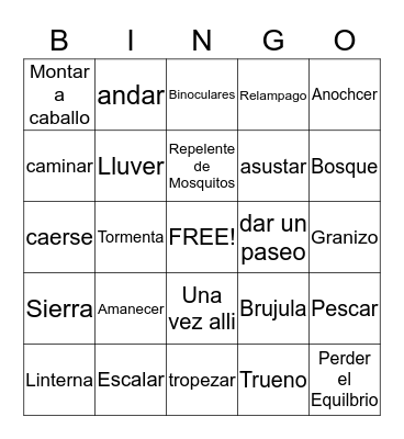 Chapter 1 Camping Bingo Card