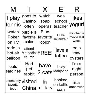 Ice Breaker Bingo Card