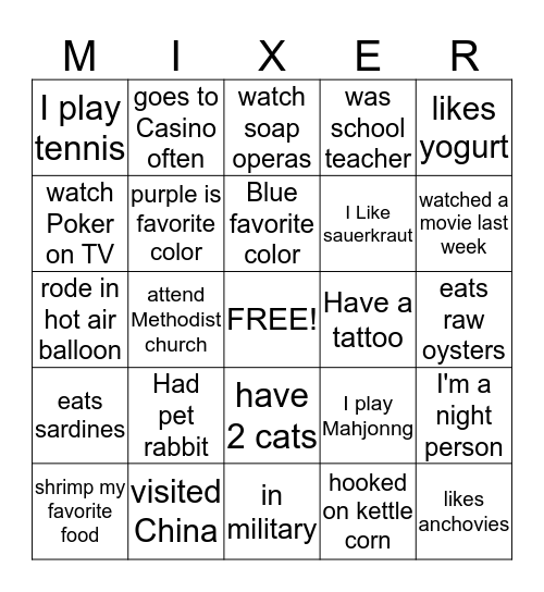 Ice Breaker Bingo Card