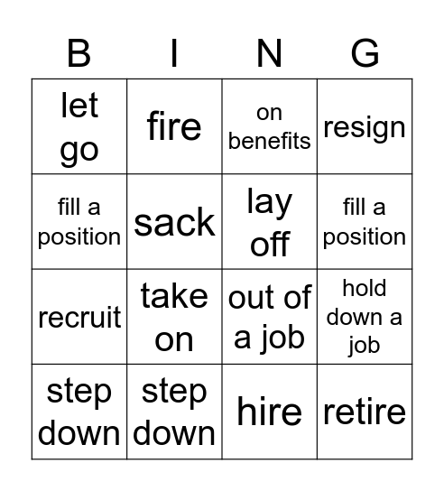 C1 EMPLOYMENT.VOCAB Bingo Card