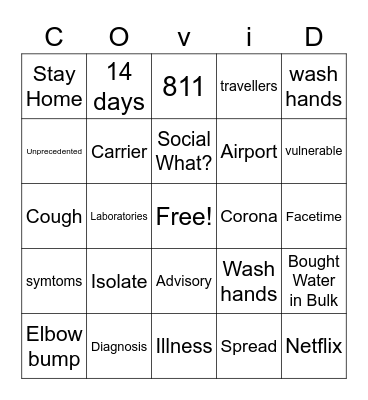 Covid Bingo Card