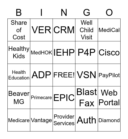 IEHP Bingo Card