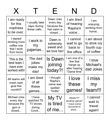 Bingo Xtend Bingo Card
