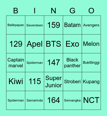 Bingo Sana Bingo Card