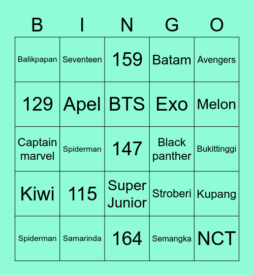 Bingo Sana Bingo Card