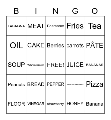 FOOD Bingo Card