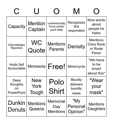 IT'S ALWAYS COVID IN NYC Bingo Card