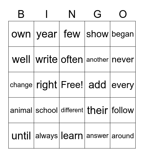 Untitled Bingo Card