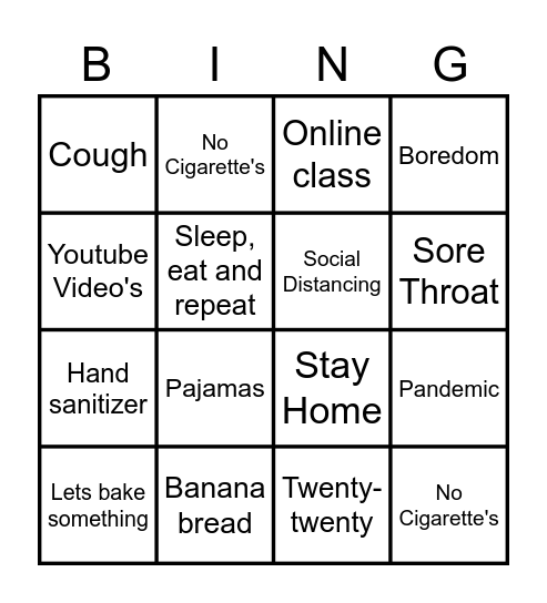 Covid-19 Bingo Card