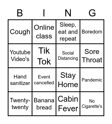 Covid-19 Bingo Card