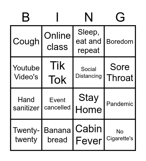Covid-19 Bingo Card