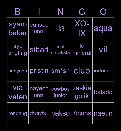 BINGO with soyon Bingo Card