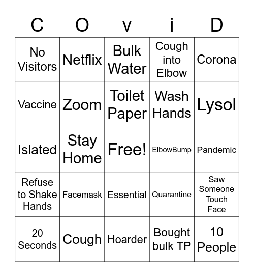 Brookdale Rotonda Senior Living Covid Bingo Card