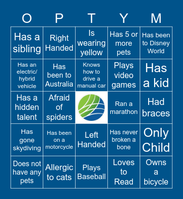 Getting to Know Your Fellow Optymers Bingo Card