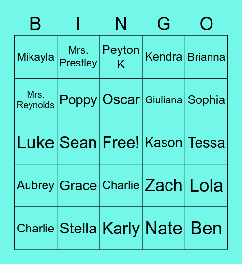 Multiage Bingo! Bingo Card