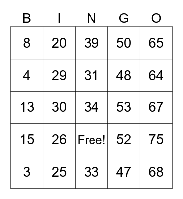 Disbrape Happy Live 4 Bingo Card