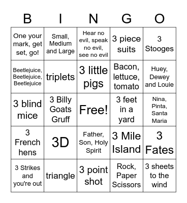 3 Bingo Card