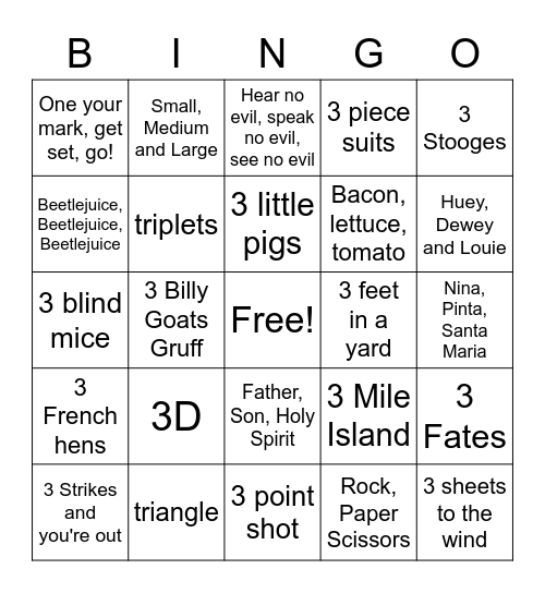 3 Bingo Card