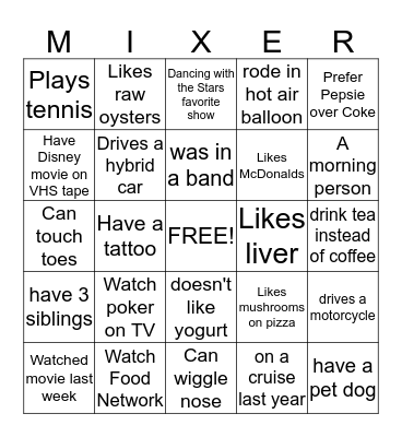 Ice Breaker Bingo Card