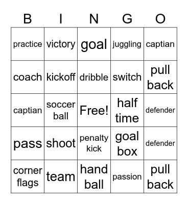 Soccer Bingo Card