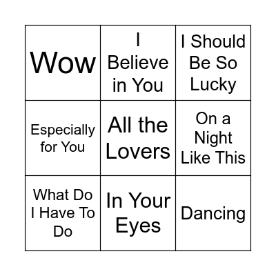 Kylie Bingo Card