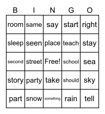 Caden's Sight Words (4th column) Bingo Card