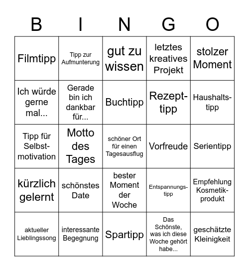 Erzähl-mal-Bingo Card