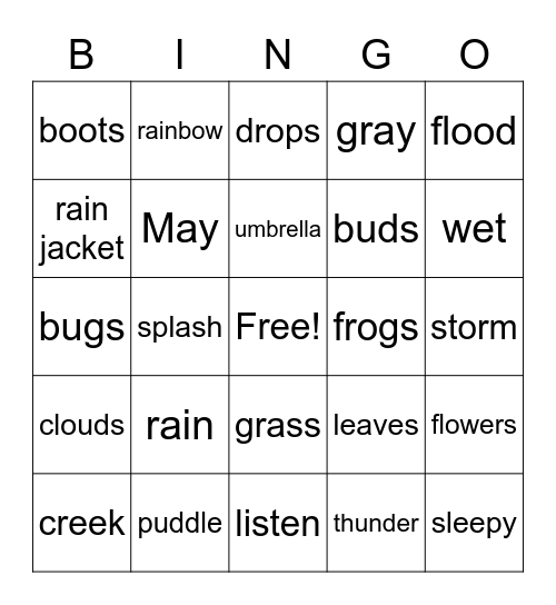 Rainstorm Bingo Card