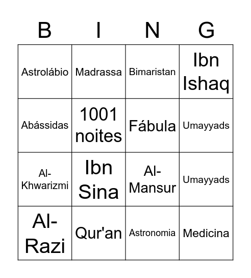 Califado Abássida Bingo Card