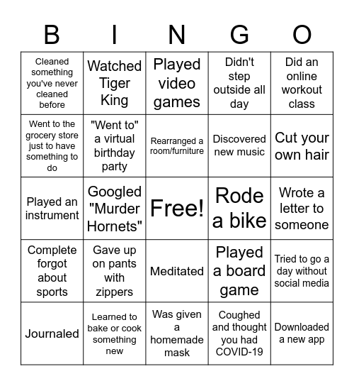 Quarantine Bingo Round 3 Bingo Card