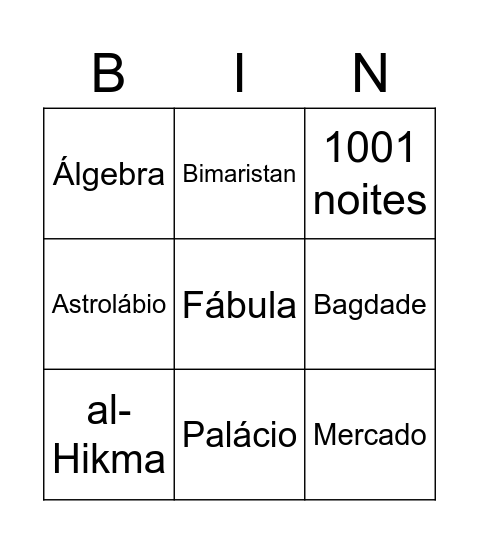 Califado Abássida Bingo Card