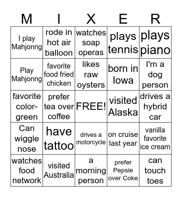 Ice Breaker Bingo Card