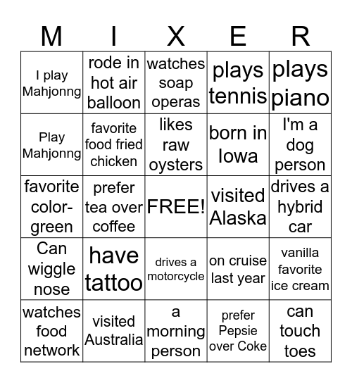 Ice Breaker Bingo Card